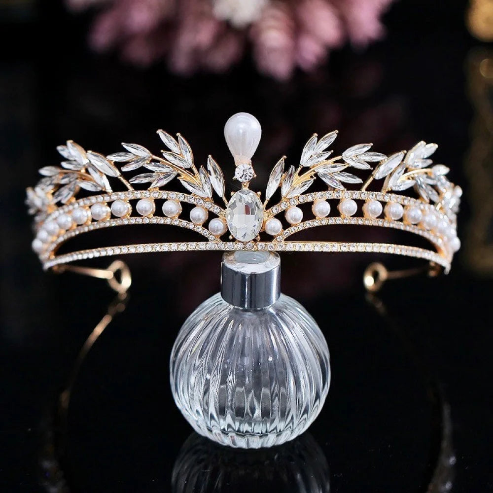 Toscana Pearl And Crystal Bridal Tiara In Silver Or Gold