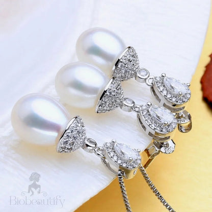 Toulouse Sterling Silver Natural Pearl Bridal Jewelry Set