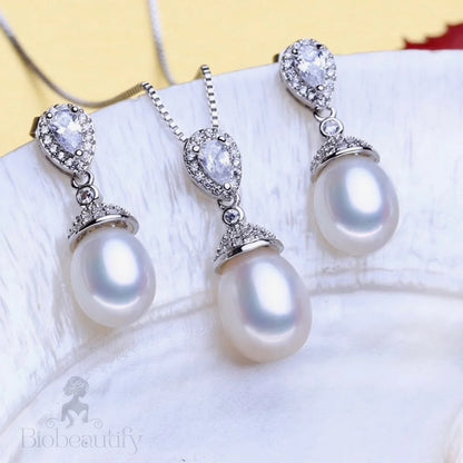 Toulouse Sterling Silver Natural Pearl Bridal Jewelry Set