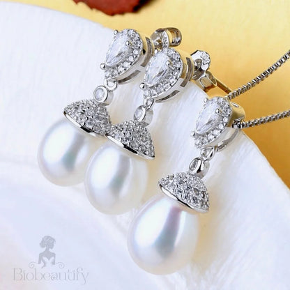 Toulouse Sterling Silver Natural Pearl Bridal Jewelry Set