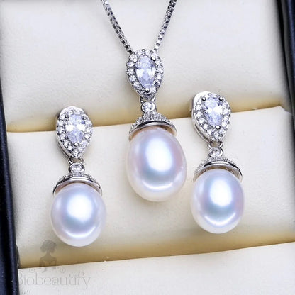 Toulouse Sterling Silver Natural Pearl Bridal Jewelry Set