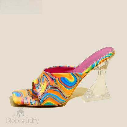 Transparent Camouflage High Heels Slippers Sandals