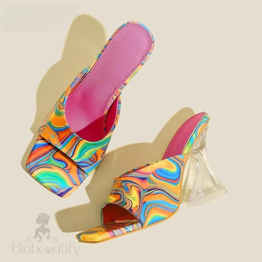 Transparent Camouflage High Heels Slippers Sandals Color / 42