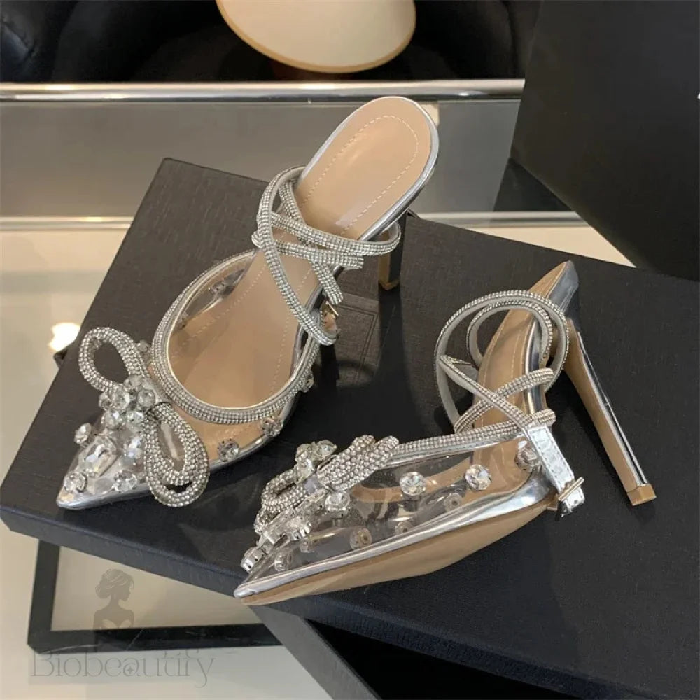 Transparent Pvc Pointed Toe Women Pumps Stripper Sandals