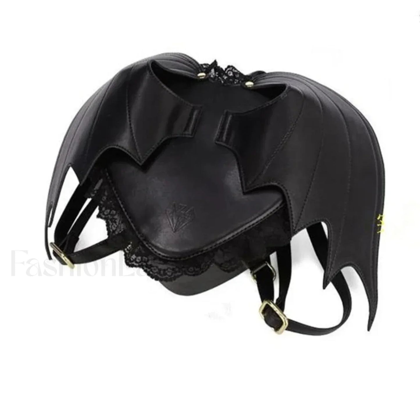 Trendy Daypack Bat PU Shopping Dating Lace Wing Gothic Backpack Bag Black