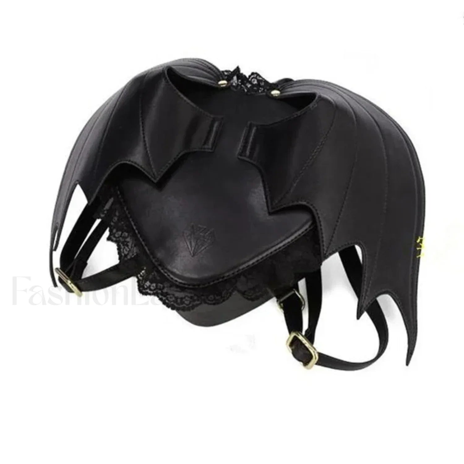 Trendy Daypack Bat PU Shopping Dating Lace Wing Gothic Backpack Bag Black