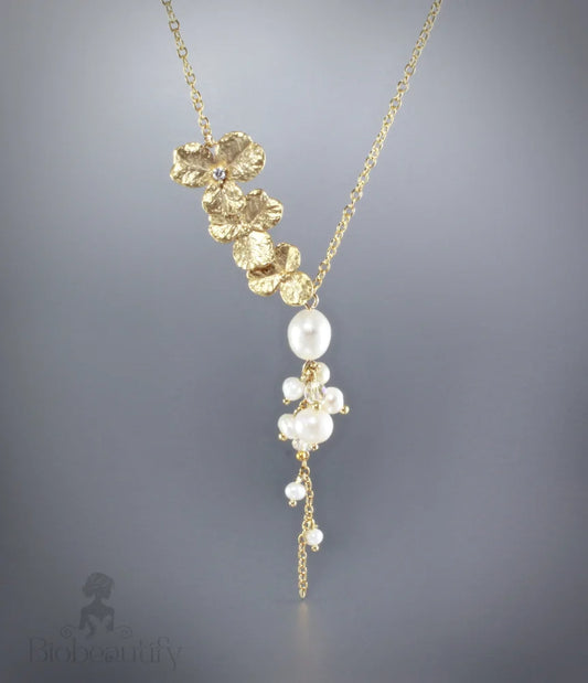 Pearl Bridal Jewelry - Cascading Pearl Bridal Necklace - Available in Gold and Silver