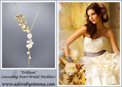 Trillium Cascading Pearl Necklace In Gold And Silver