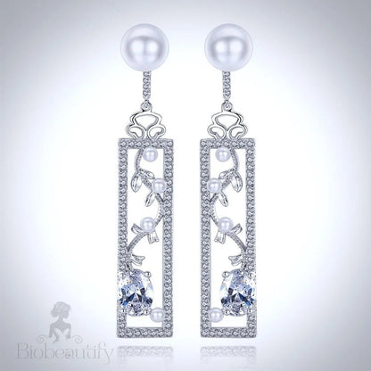 Trina Pearl And Cz Bridal Earrings