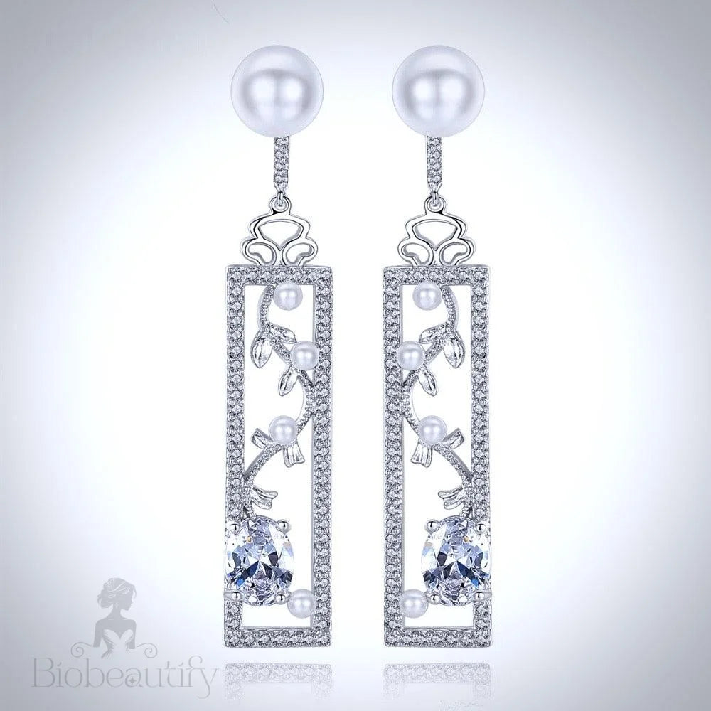 Trina Pearl And Cz Bridal Earrings