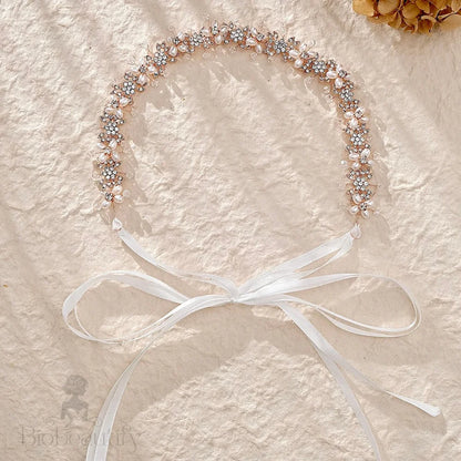 Trixie Pearl Crystal Bridal Headband Silver Rose Gold