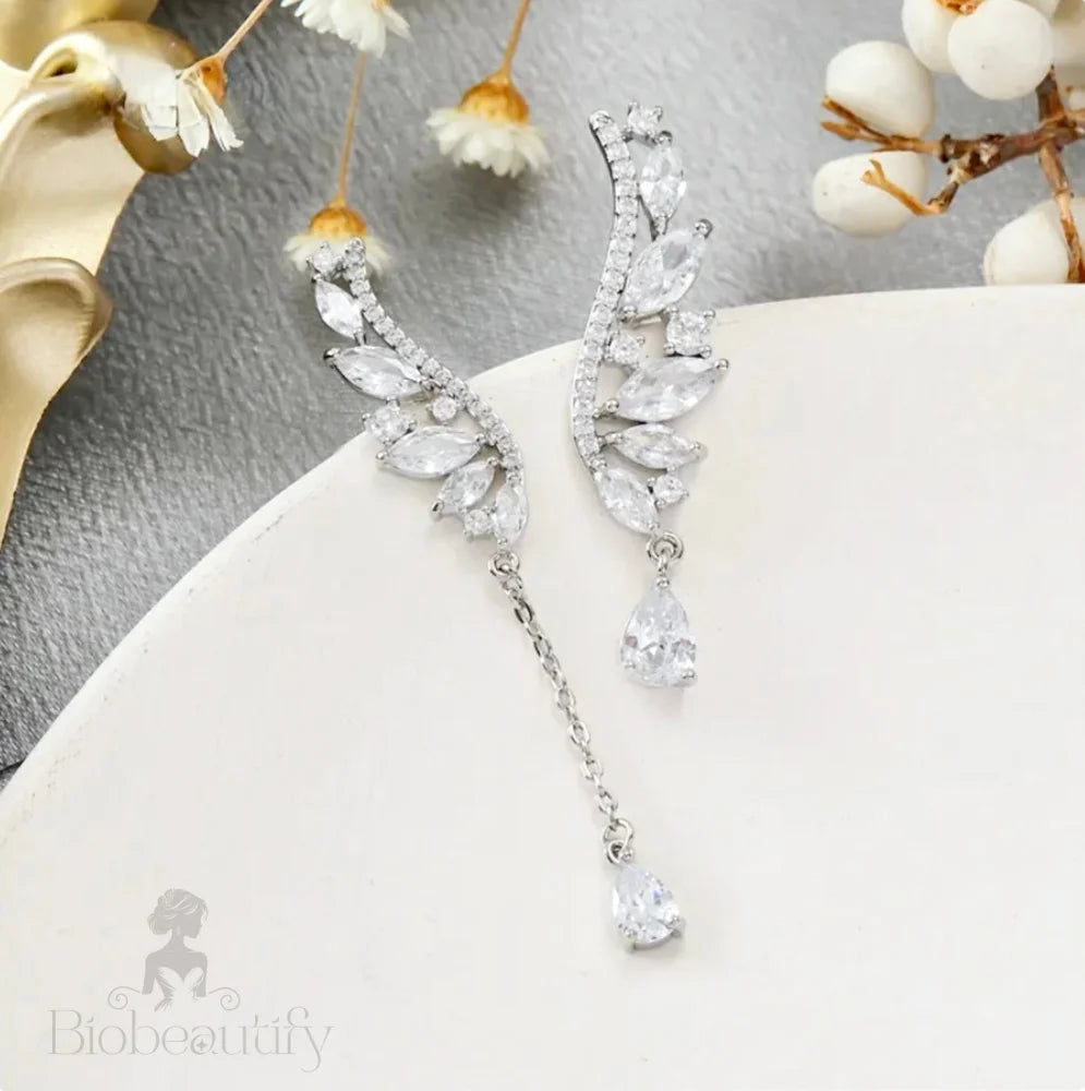 Tully Asymmetric Cubic Zirconia Wedding Earrings