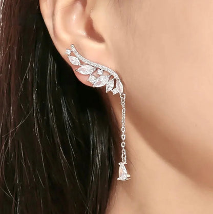 Tully Asymmetric Cubic Zirconia Wedding Earrings