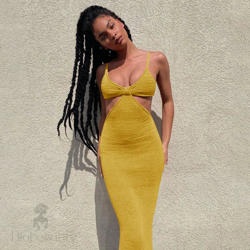 Tulum Knit Cut Out Maxi Dress - SunsetFashionLA