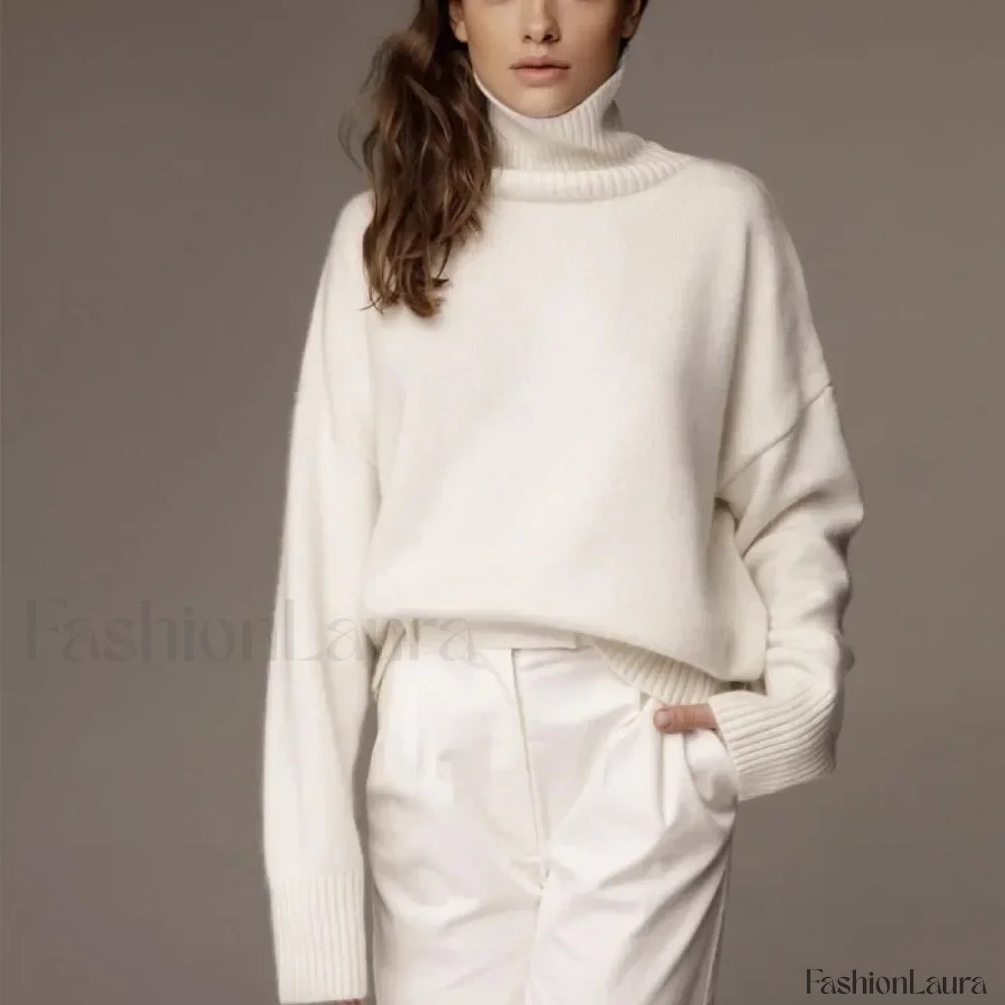 Turtleneck Long Sleeve Knit Pullover Autumn Winter Women’s Clothing Trend Loose Lazy Sweater BLACK / One Size Sweaters L