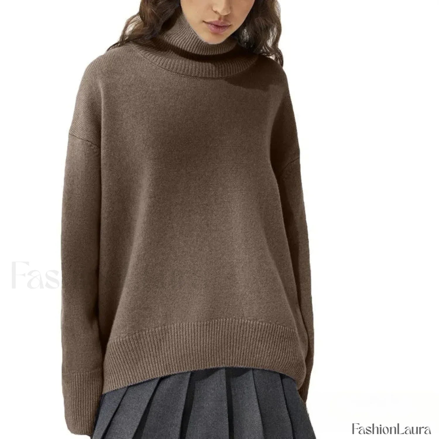 Turtleneck Long Sleeve Knit Pullover Autumn Winter Women’s Clothing Trend Loose Lazy Sweater BLACK / One Size Sweaters L