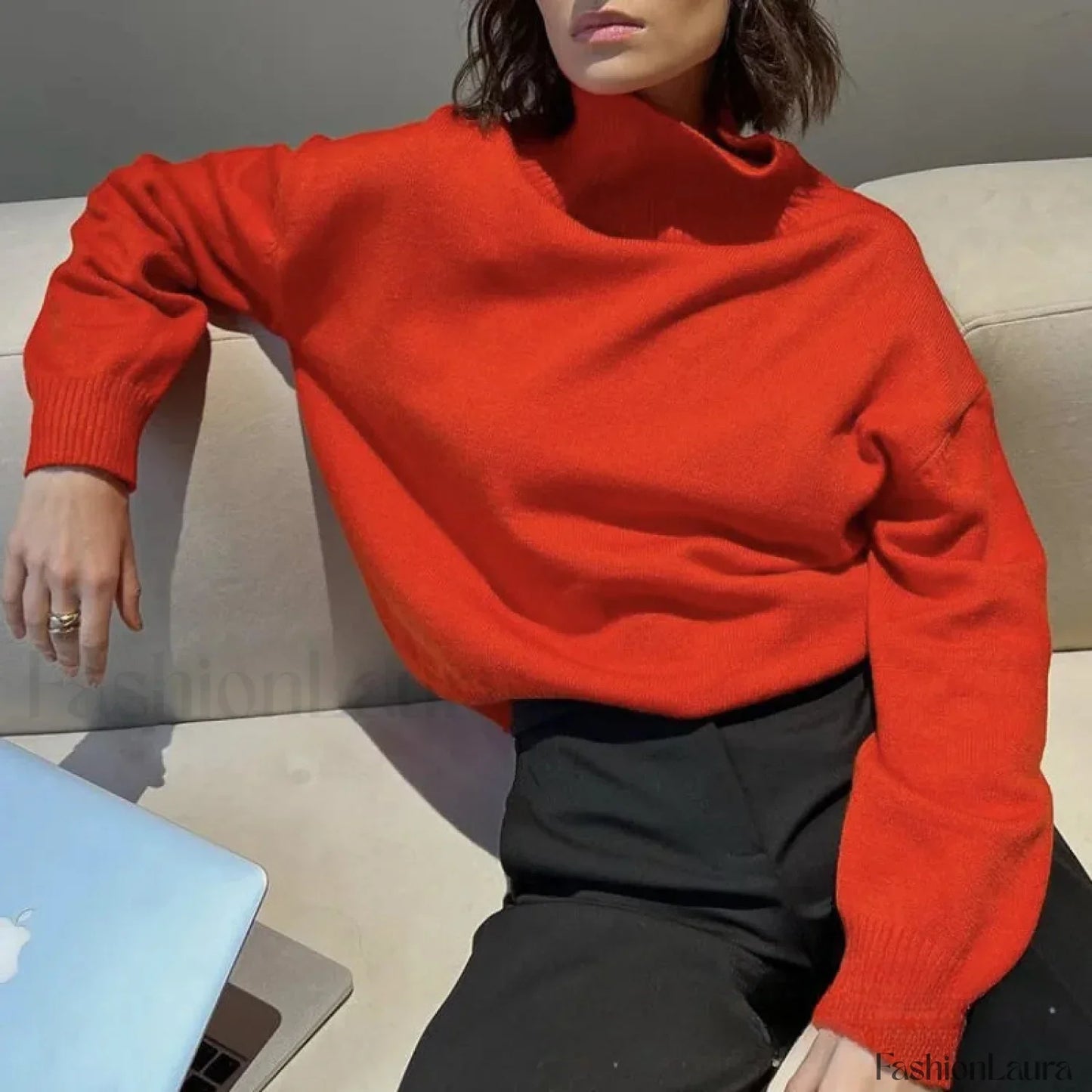 Turtleneck Long Sleeve Knit Pullover Autumn Winter Women’s Clothing Trend Loose Lazy Sweater BLACK / One Size Sweaters L