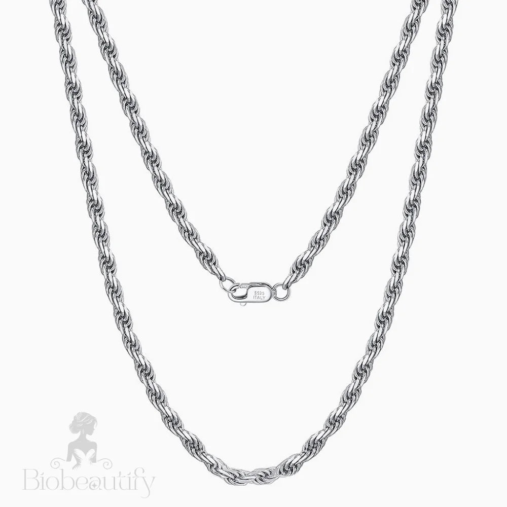 Twisted Rope Sterling Silver 1.5Mm Chain Necklace / 16’’