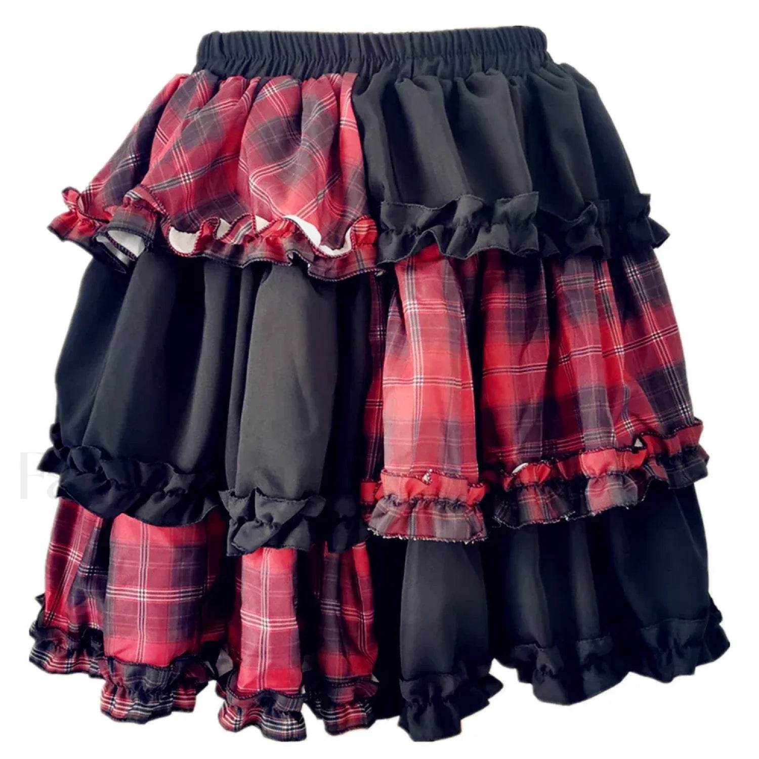 Two Dimensional Dark Petticoat Cosplay Skirt: Red Plaid Stitching High Waist A line Design for Spice Girls RED / One