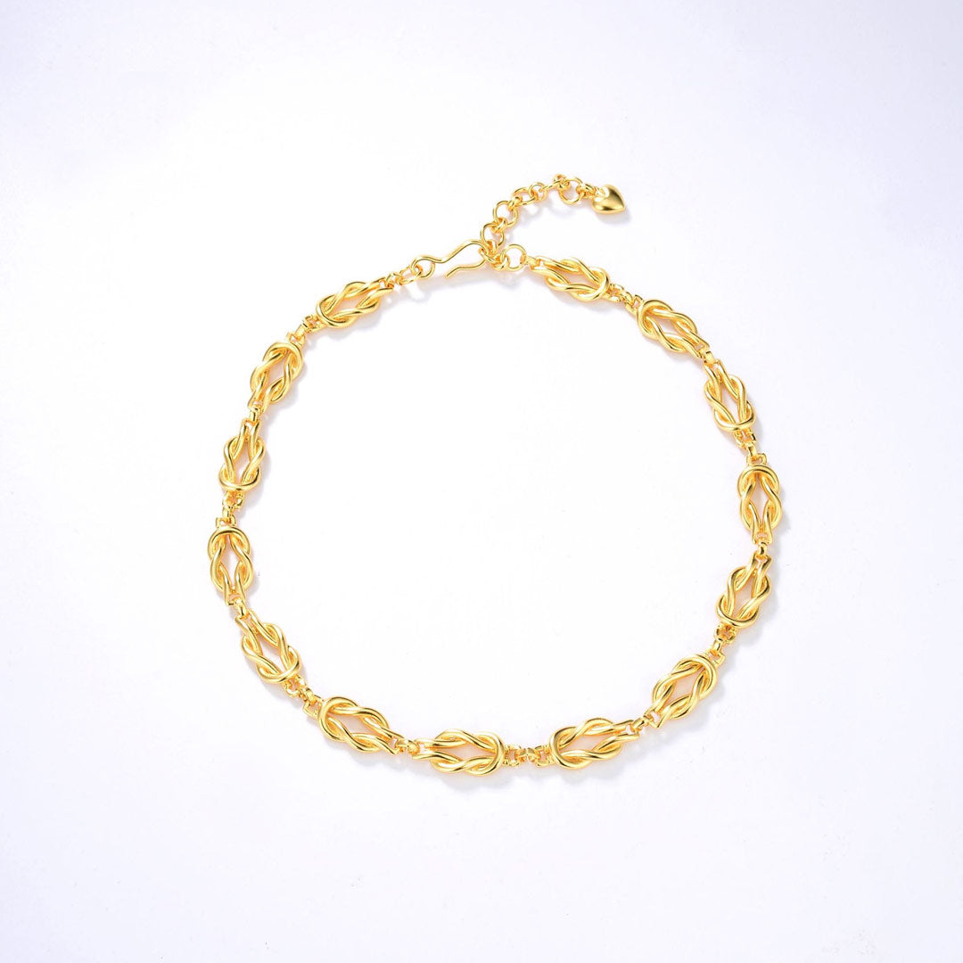 Braided Gold Tone Chain Link Choker Necklace One Size /