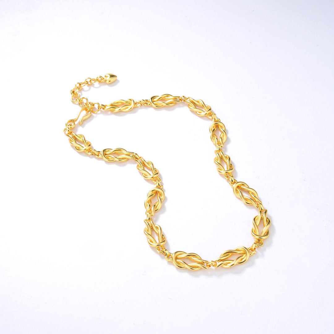 Braided Gold Tone Chain Link Choker Necklace