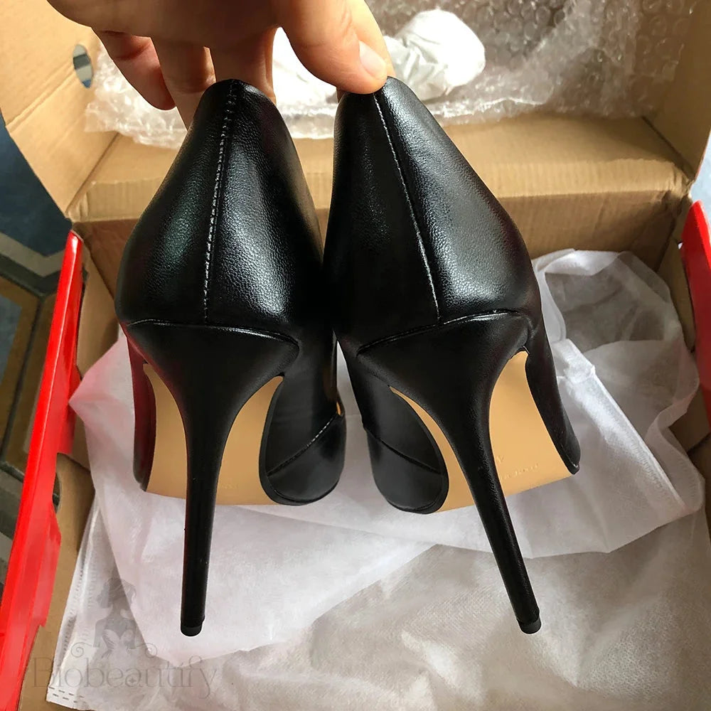 Unisex Black Matte Pointy Toe Stiletto Pumps Crossdress Slip On 15Cm High Heel Shoes