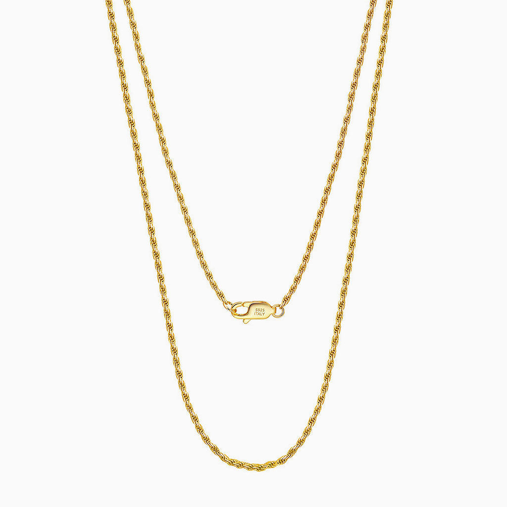 Urban Chic Sterling Silver 1.2Mm Twist Rope Chain Necklace Gold / 16’’