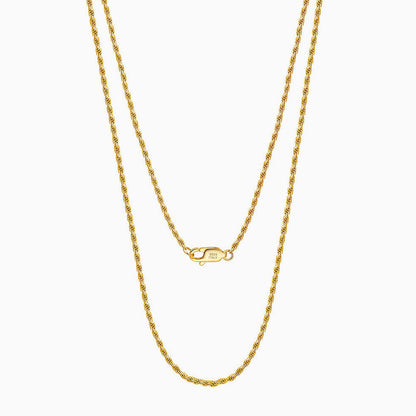 Urban Chic Sterling Silver 1.2Mm Twist Rope Chain Necklace Gold / 16’’