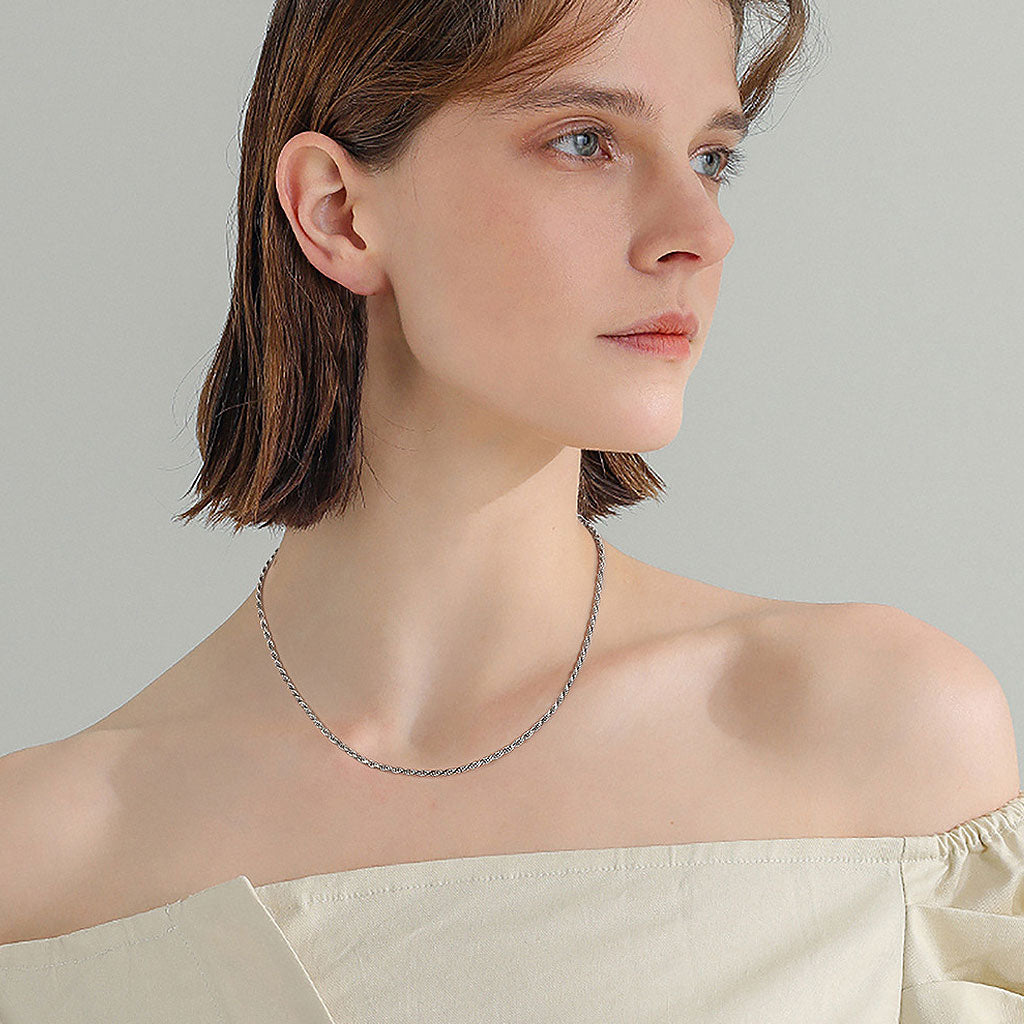 Urban Chic Sterling Silver 1.2Mm Twist Rope Chain Necklace