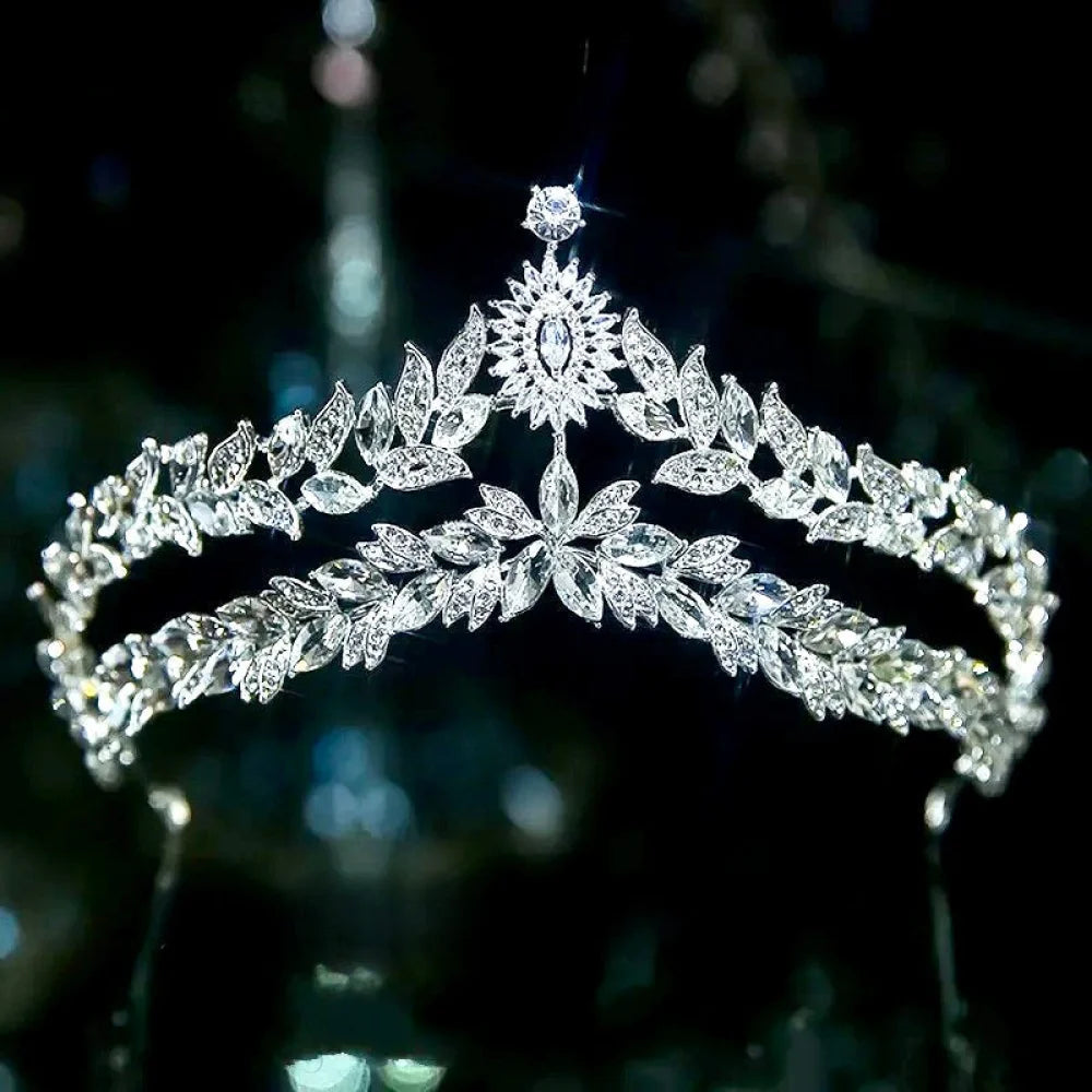 Valentina Silver Crystal Tiara For Brides