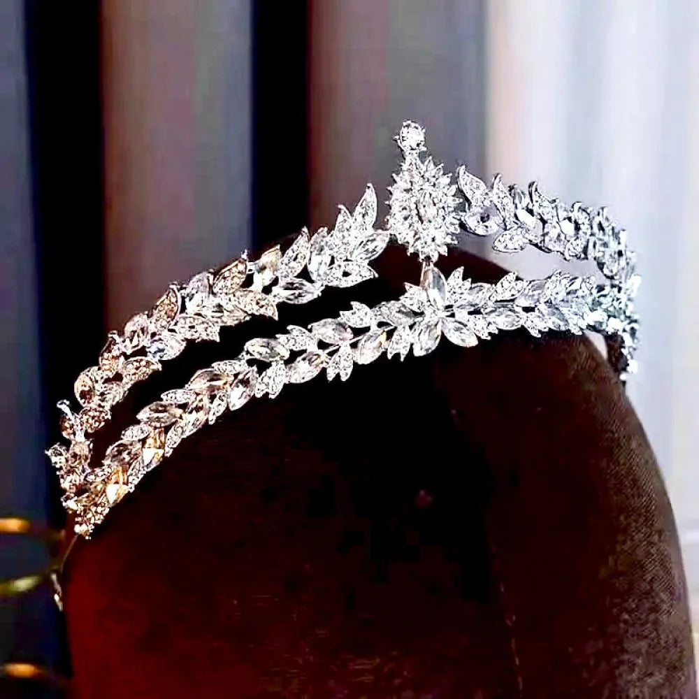 Valentina Silver Crystal Tiara For Brides