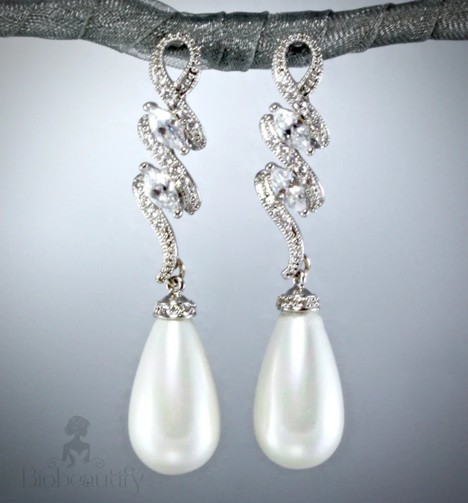 Vanessa Bridal Earrings With Pearl And Cubic Zirconia