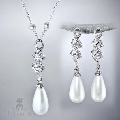 Vanessa Bridal Jewelry Set With Pearls And Cubic Zirconia