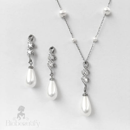 Vanessa Bridal Jewelry Set With Pearls And Cubic Zirconia