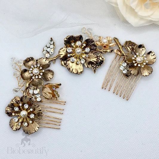 Vanna Vintage Gold Bridal Hair Vine Comb