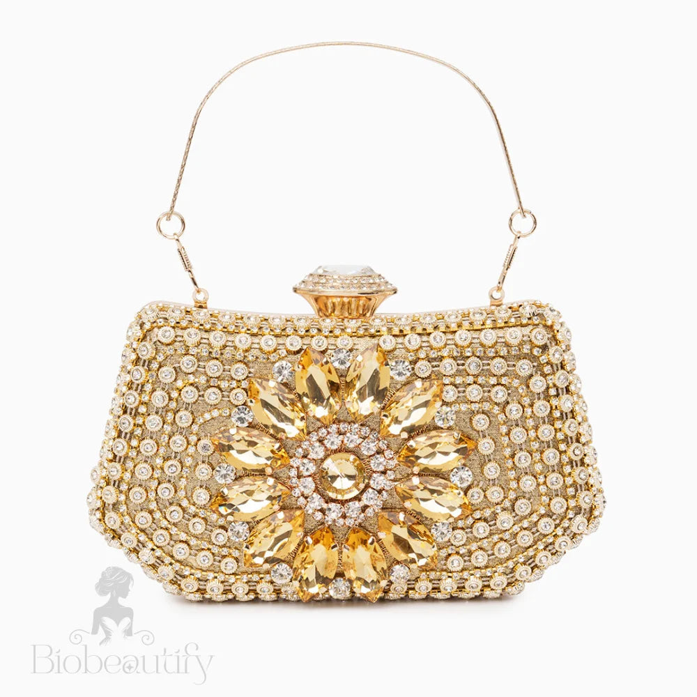 Velma Diamond Clutch Bag Gold