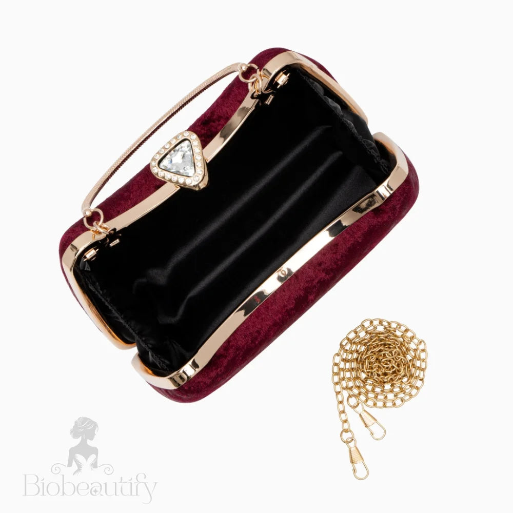 Velvet Clutch Bag With Flask