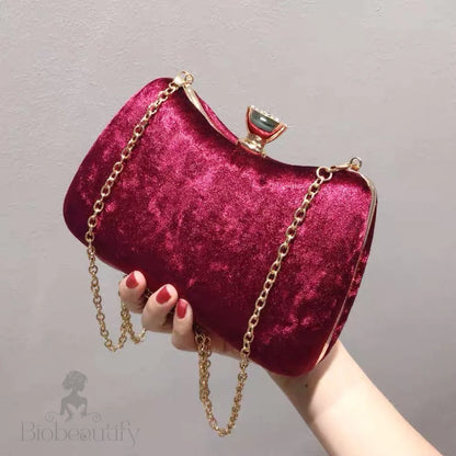 Velvet Clutch Bag With Flask