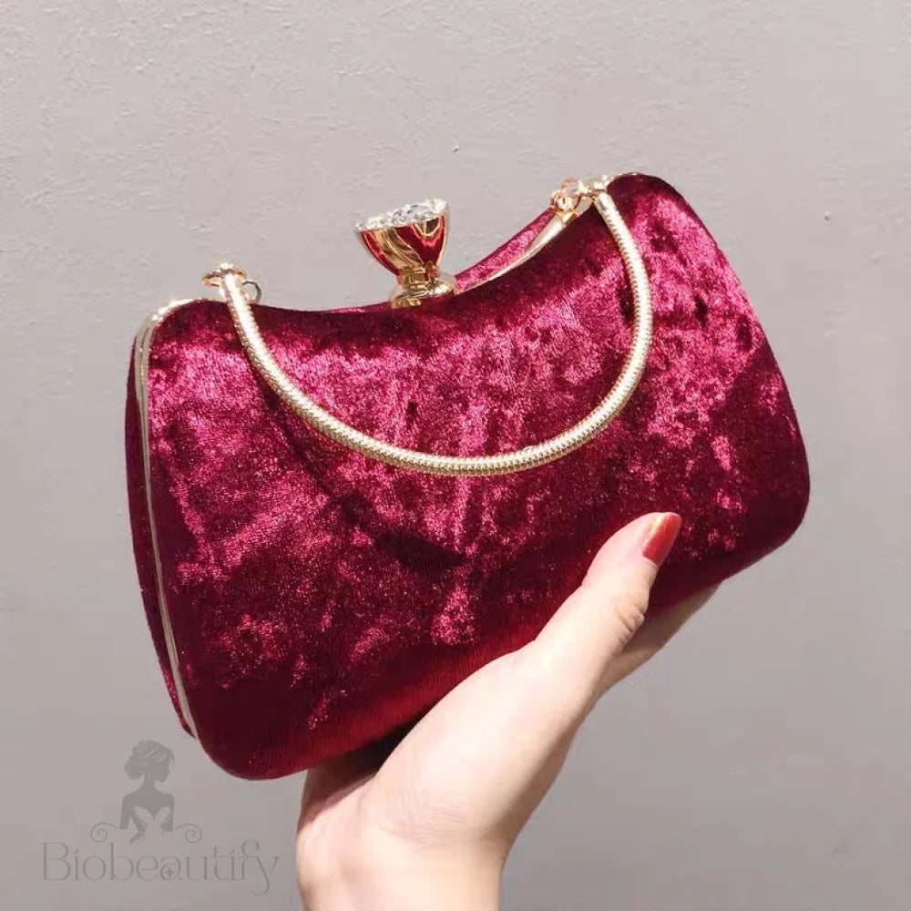 Velvet Clutch Bag With Flask