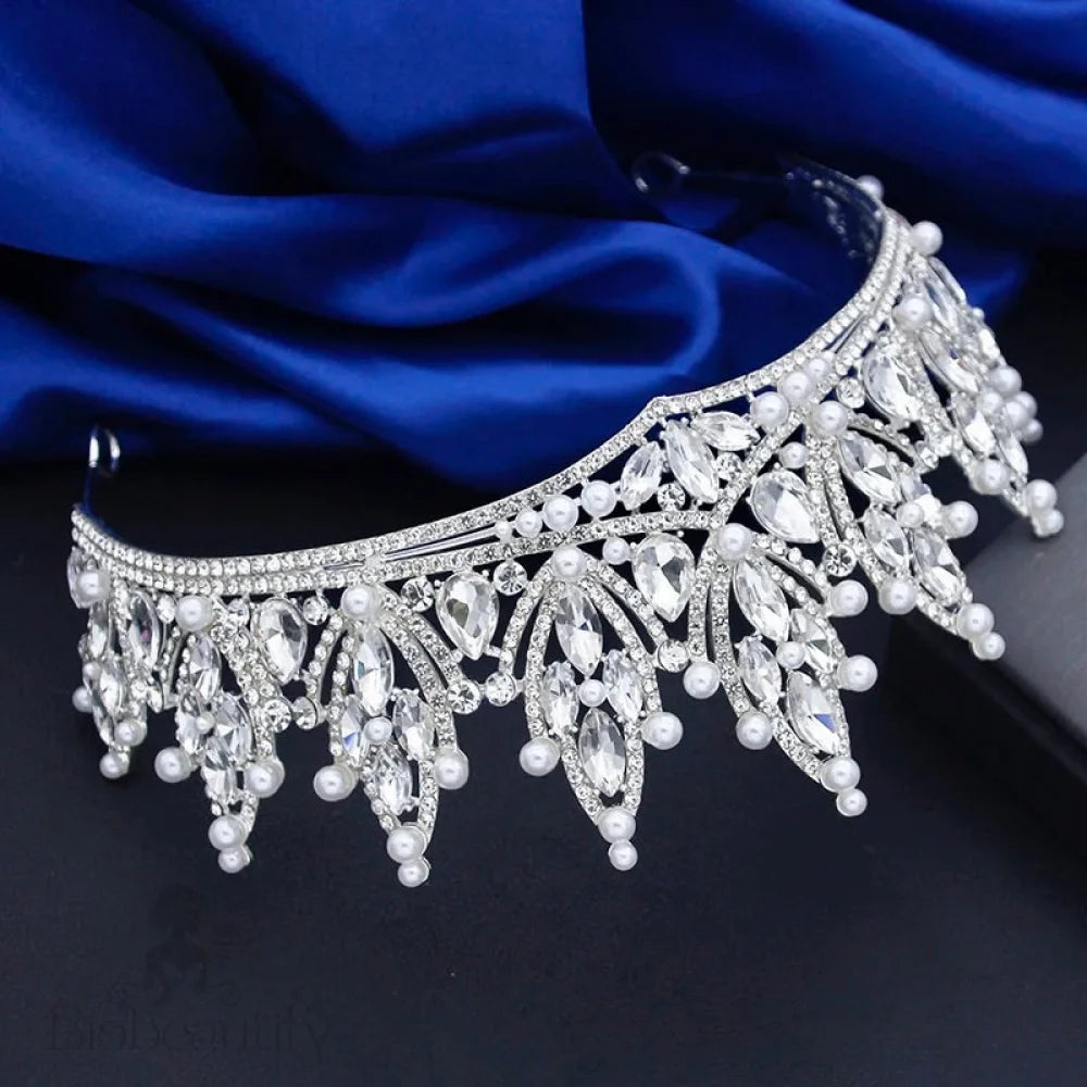 Ventana Silver Pearl Crystal Bridal Tiara