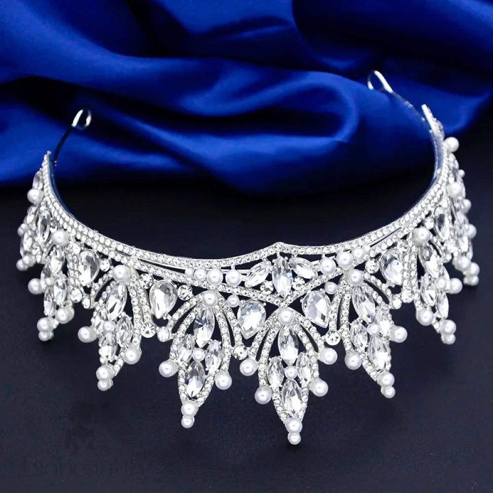 Ventana Silver Pearl Crystal Bridal Tiara