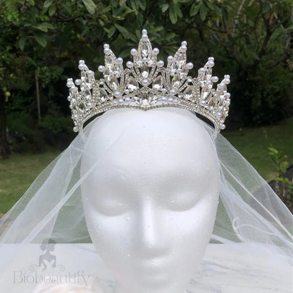 Ventana Silver Pearl Crystal Bridal Tiara