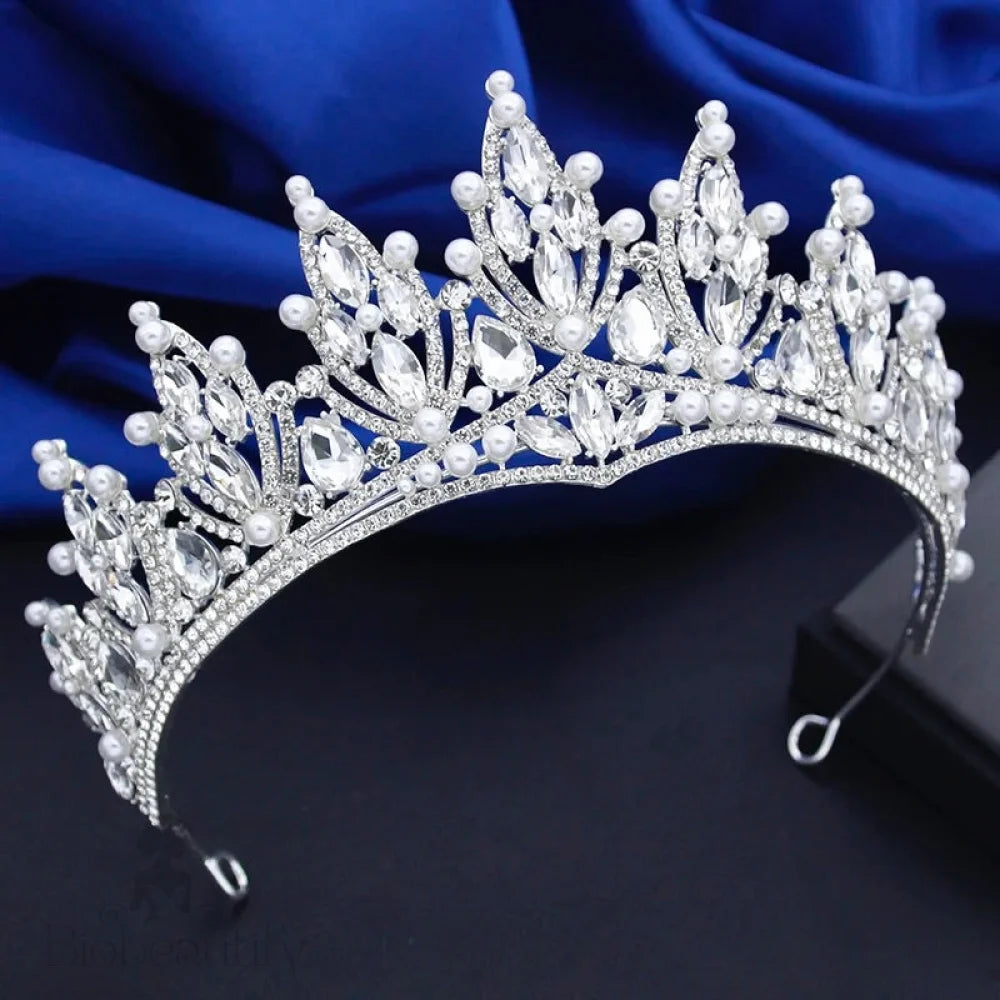 Ventana Silver Pearl Crystal Bridal Tiara