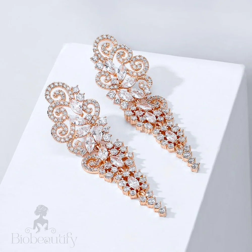 Wedding Jewelry - Cubic Zirconia Bridal Earrings - Available in Silver and Rose Gold