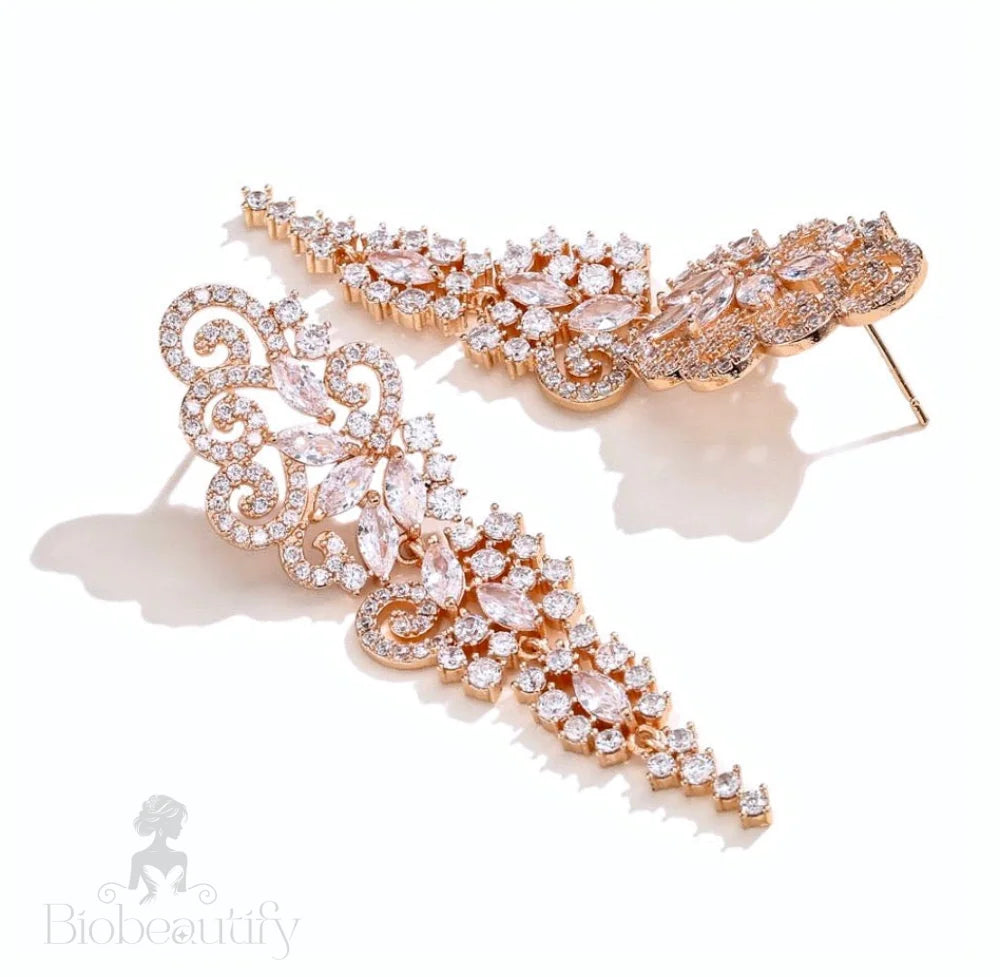 Verna Cubic Zirconia Wedding Earrings Silver And Rose Gold Options