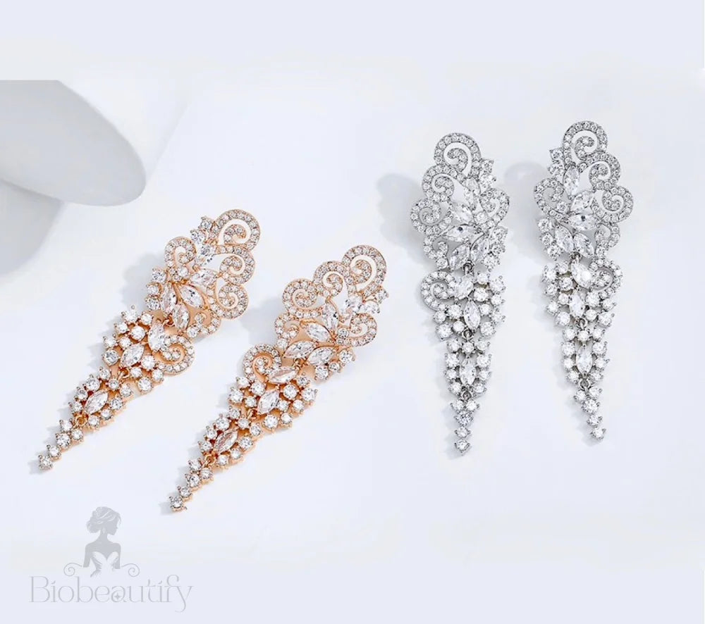 Verna Cubic Zirconia Wedding Earrings Silver And Rose Gold Options