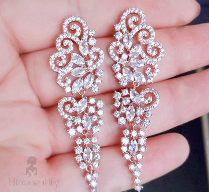 Verna Cubic Zirconia Wedding Earrings Silver And Rose Gold Options