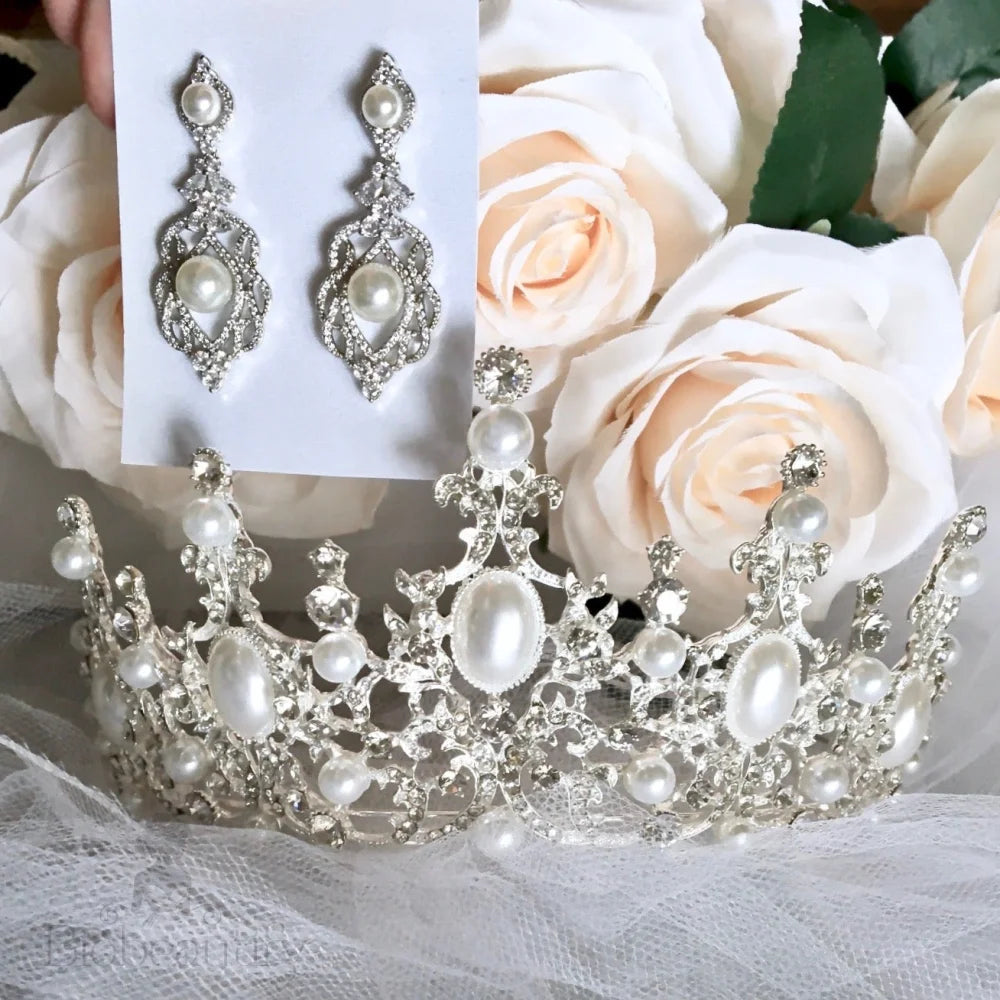 Versailles French Glamour Pearl Wedding Tiara Silver And Rose Gold Options