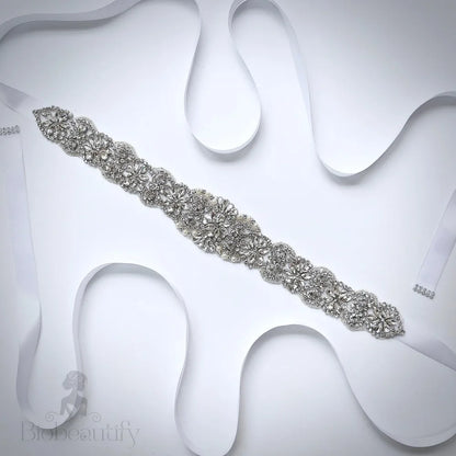 Victoria Silver Crystal Bridal Sash