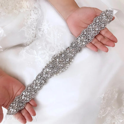 Victoria Silver Crystal Bridal Sash